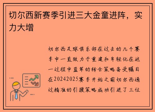 切尔西新赛季引进三大金童进阵，实力大增